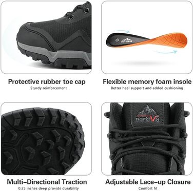 Чоловічі трекінгові черевики NORTIV 8, водонепроникні, чорні (44 EU)