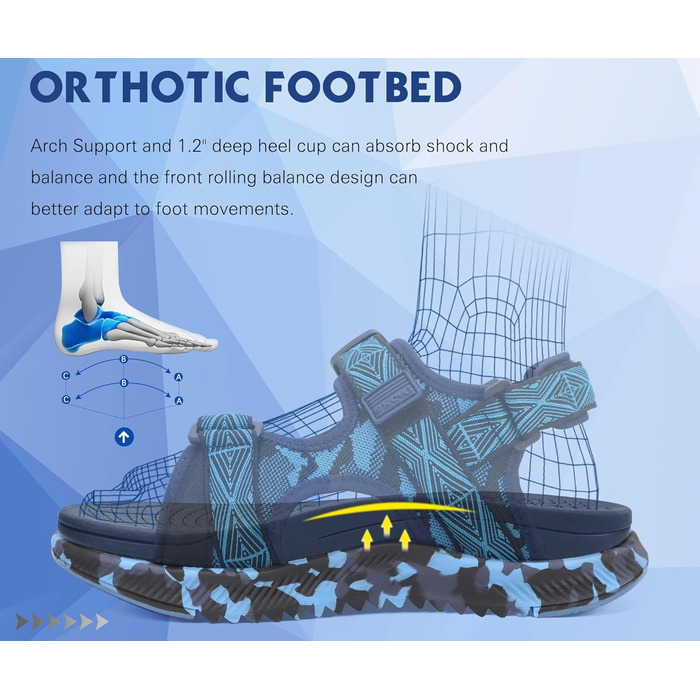 Чоловічі сандалі Oncaі Wandersandalen: ортопедичні трекінгові сандалі для відпочинку та спорту, блакитні, розмір 43 EU