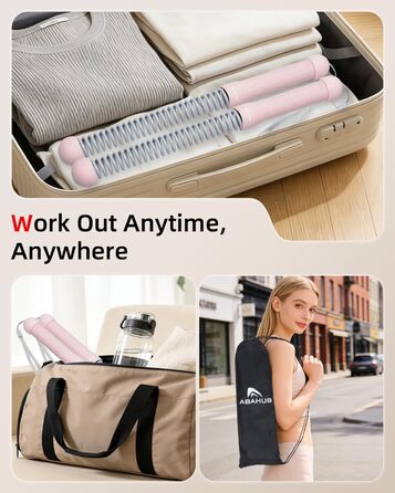 Битва-канат Abahub з утяжеленням, без мотузки, для дому: тиха домашня тренування, екіпірування для фітнесу, HIIT та аеробні вправи, 2 шт., рожевий