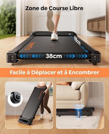 Walking Pad з нахилом (4%/9%) – компактне бігове полотно для дому з регулюванням нахилу, 1-8 км/год, з підключенням до додатку та пультом дистанційного керування, подвійним амортизатором, до 120 кг, без монтажу, портативне з вбудованими роликами – для офі