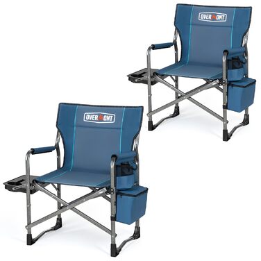 Стілець для кемпінгу OVERMONT: складаний, з підспівачем та сумкою-холодильником. Макс. навантаження 180 кг (2 шт., чорний)