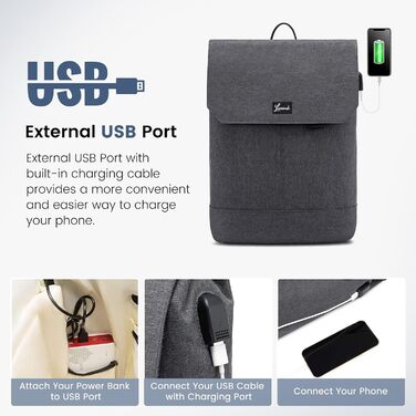 Чоловічий рюкзак LOVEVOOK для ноутбука 15,6'' з USB, антивикрадальний, темно-сірий, для школи та подорожей