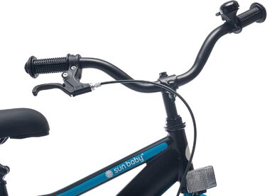 Дитяче велосипед Sun Baby Tiger Tracker 14/16 дюймів для хлопчиків. Легкий, з додатковими колесами та штовхачем, 2-6 років. BMX, блакитний.