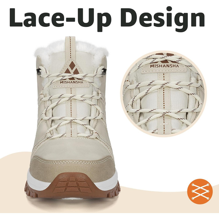 Зимові черевики Mishansha для жінок, утеплені, водонепроникні, для піших прогулянок, розмір 36-42, бежевий, білий, 41 EU