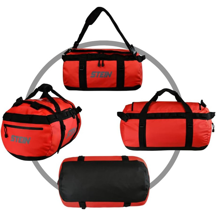 Водостійка сумка-рюкзак STEIN Metro 40 л, червона — трансформер з ПВХ-покриття, компресійними ременями та м'якими плечовими ременями