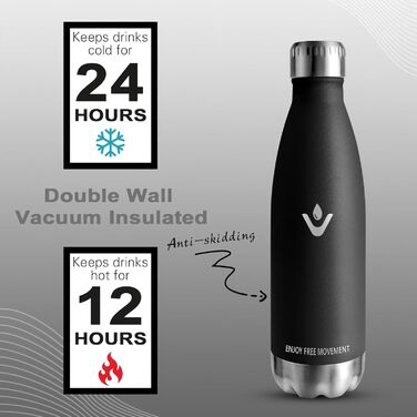 Фляга для води HoneyHolly з нержавіючої сталі 750 мл - термос, спортивна, без BPA, витримує вуглекислий газ, для фітнесу, велоспорту, темно-фіолетовий