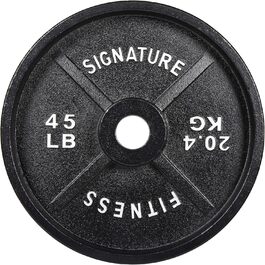 Олімпійський диск Signature Fitness, чавунний, 20,4 кг, 51 мм, з електронним покриттям