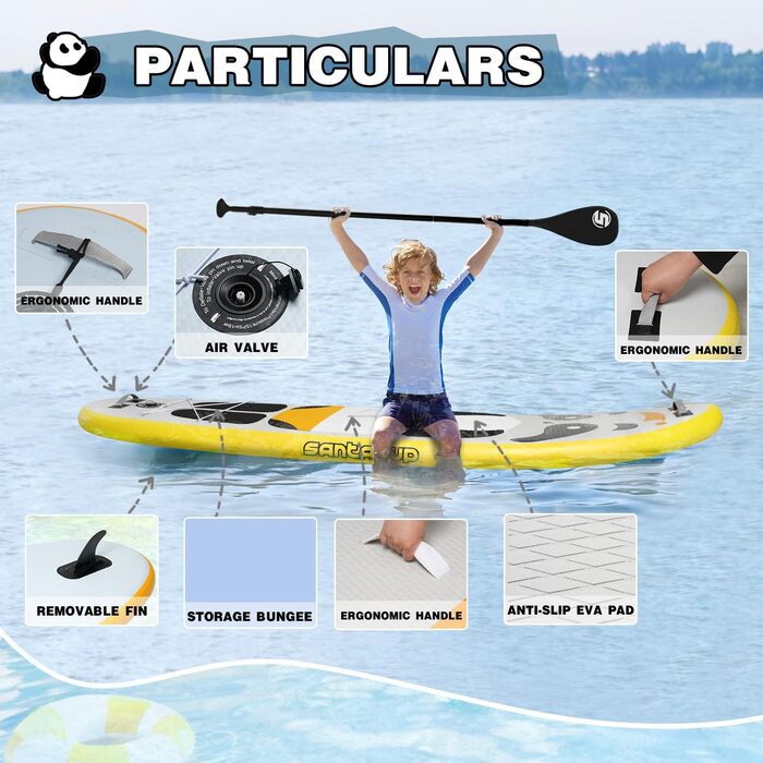 Надувне SUP-борд Panda Nero: комплект з аксесуарами (весло, насос, рюкзак, лінька, водонепроникний мішок)