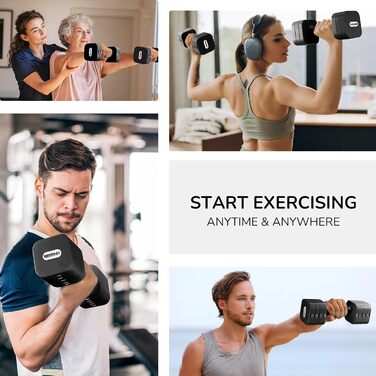 Набір гантелей 20 кг, регульовані, 5-в-1, для фітнесу, дому, силових тренувань (2/4/6/8/10 кг), чорний