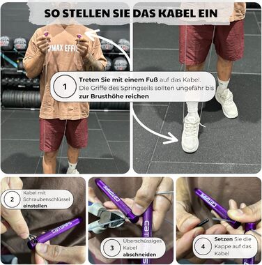 Стрибкове канат Crossfit CATGRIPS Springseil: алюмінієва ручка, сталеве ядро з підшипниками, легке та професійне для занять у спортзалі та боксі, з сумкою та запасними частинами, срібний