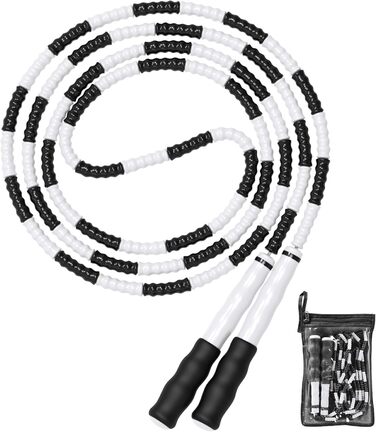 Стрибкове канат Leeboom: регульована довжина, без перекручування, сегментований, з м'якими кульками, для дітей, чоловіків та жінок, для схуднення, 2.5 м, чорний