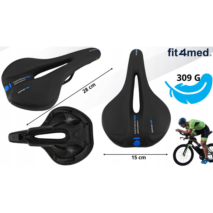 Велосипедне сідло Fit4Med Airflow — м'яке, з пінополіуретаном, 150 мм