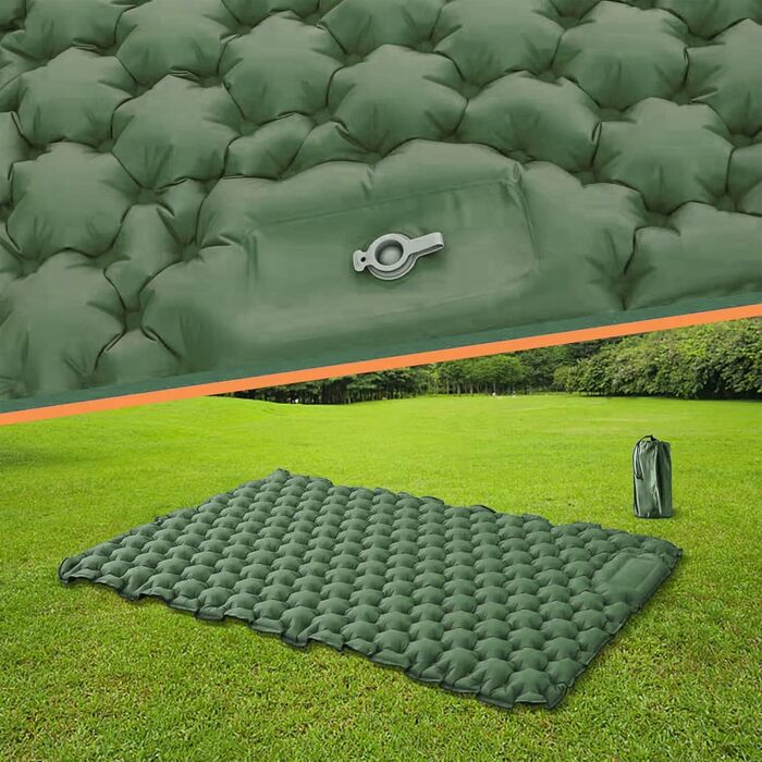 Карет самонадувна ізольована килимок для кемпінгу з подушкою, водонепроникний ультралегкий килимок для сну для відпочинку на природі, походів та подорожей (зелений)