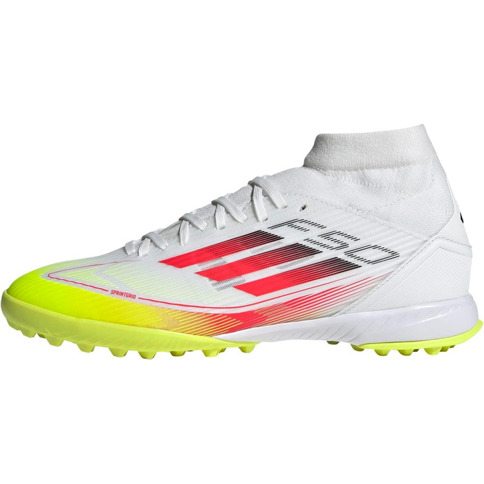 Жіночі футбольні бутси adidas F50 League Mid для гри на траві (46.5 EU, білий/червоний/жовтий)