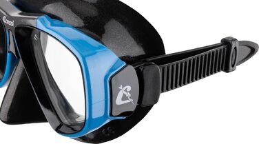 Cressi Focus маска для плавання і дайвінгу, регульований комплект для дорослих і дітей, сумісна з коригуючими лінзами від –1.00 до –8.00, водовідштовхувальна, чорна/синя
