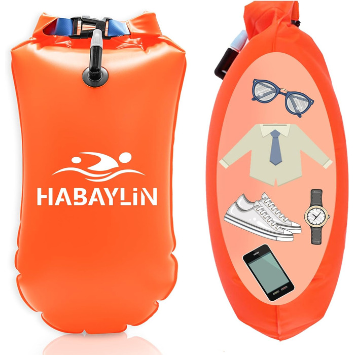 Надувна плавуча шийка 20L помаранчевого кольору для дорослих та дітей - безпечний тримач для плавання у відкритій воді та триатлону