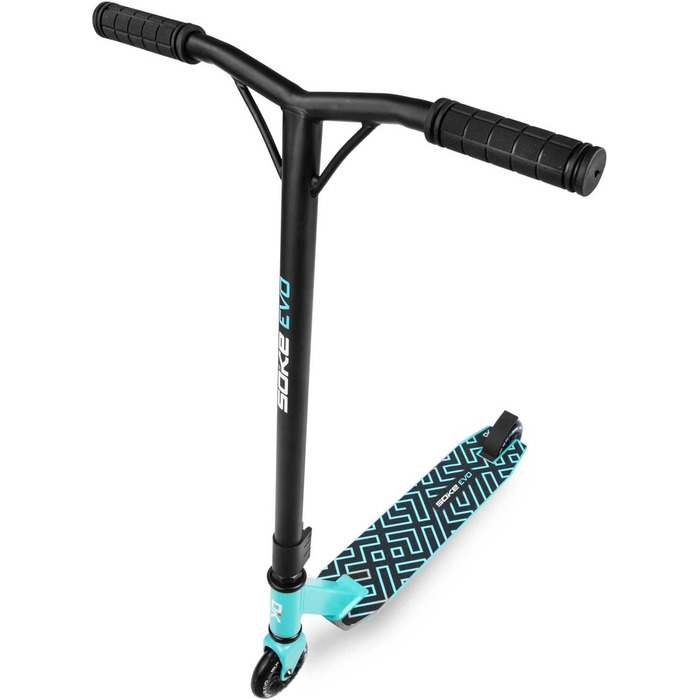 SOKE Evo: Скутер для екстремального катання в скейтпарку – ABEC-9 підшипники, сталевий Y-Bar, дека з алюмінію (88A PU колеса, стандартна дека, блакитний)