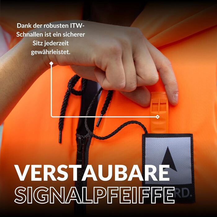 Рятувальний жилет NOARD Seaside для дітей та дорослих 100N (EN ISO 12402-4) 15-120 кг, помаранчевий: для човна, вітрильного спорту, водних видів спорту, зі свистком та світловідбивачами SOLAS