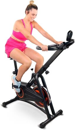 Велотренажер Mobiclinic Fitness Makalu, 10 кг маховик, регульований опір, LCD-дисплей, пульсомір, тримач для пляшки та смартфона, європейський бренд