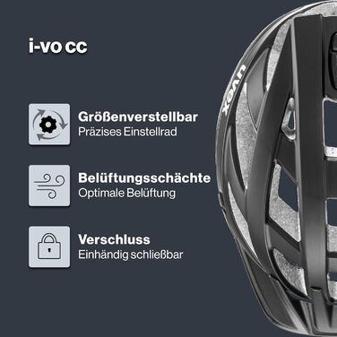 Велосипедний шолом Uvex i-vo cc для жінок і чоловіків, легкий, регульований розмір, з можливістю встановлення LED-ліхтаря