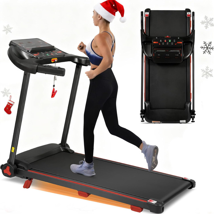 Біговий тренажер для дому, складаний, швидкість до 14 км/год, вантажопідйомність 120 кг, тримач для планшета, Bluetooth-динамік, німецька якість, USB-зарядка, кут нахилу 8%