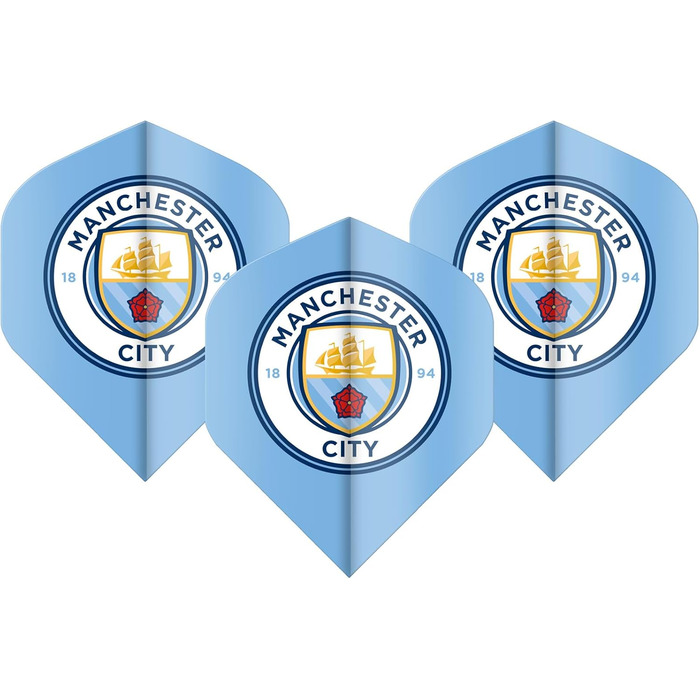 Професійні дротики для дартсу FOCO Manchester City (80% Tungsten, 24г) з металевими наконечниками, пір'ями та гаманцем для дартсу