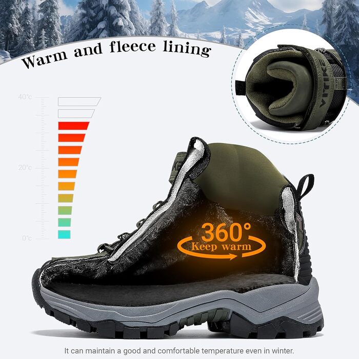 Зимові черевики для хлопчиків ASHION: снігоступи, черевики середньої висоти, утеплені, для піших прогулянок та трекінгу, бавовняні (35 EU, D Grün)
