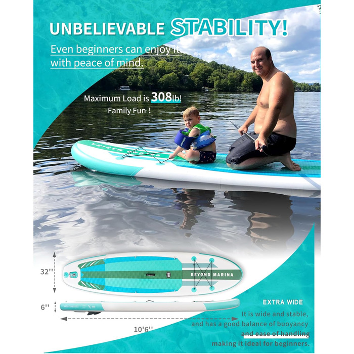 Надувна SUP-дошка BEYOND MARINA 320×81×15 см з веслом, сидінням, рюкзаком, насосом для сап-серфінгу та водного спорту
