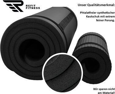 REFIT Преміум фітнес-мат Yoga мат 190x60x1,5 см, без фталатів, з ременем і сумкою, опціонально Yoga Pad 25x61x1,5 см, килимок для йоги та фітнесу для колін