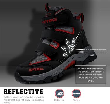 Дитячі зимові черевики ASHION: теплі, водонепроникні, для сноубордингу та трекінгу, розмір 32 EU, чорно-червоні