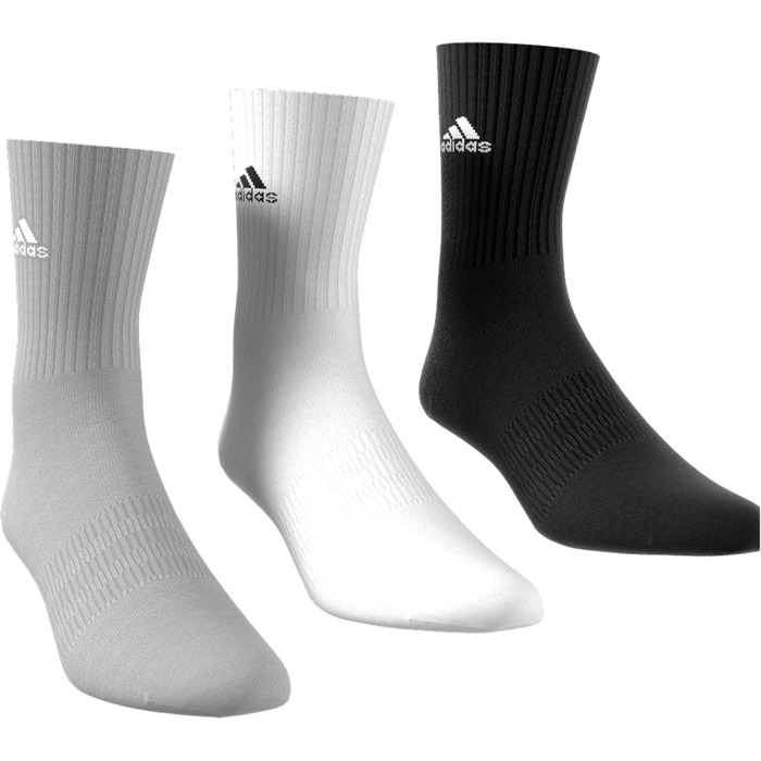 Набір махрових високих шкарпеток adidas Unisex Cushioned Crew, 3 пари, сірий/білий/чорний, розмір XXL (49-51)