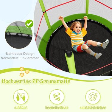 Трамплін GOPLUS Indoor з сіткою безпеки, дахом, сталевою конструкцією, для дітей, Ø165 см, до 135 кг