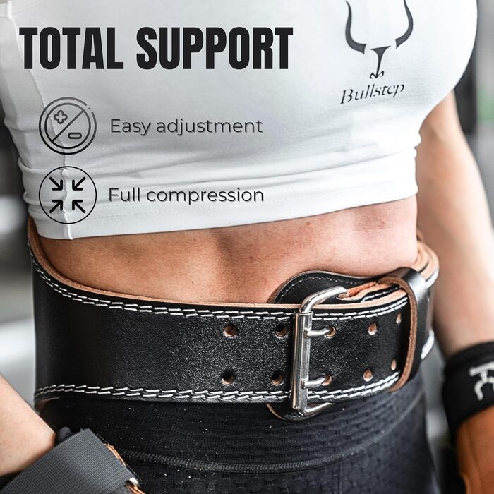 Пояс для важкої атлетики Bullstep зі 100% шкіри для чоловіків та жінок, бодібілдинг, паверліфтинг, кросфіт, тренажерний зал