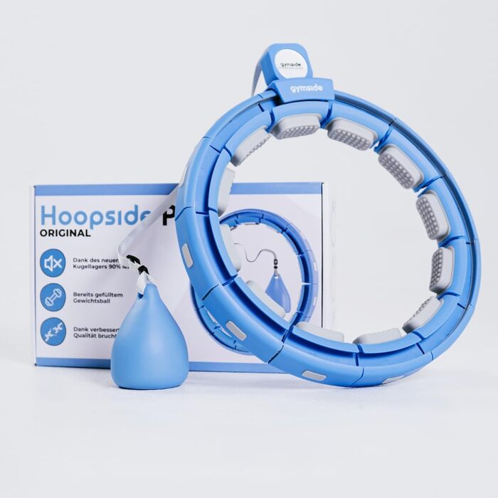 Leiser Smart Hula Hoop Gymside Hoopside Pro: для схуднення та фітнесу, з масажними шипами, 18 знімних секцій (Блакитний)