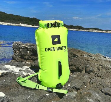 Надувна рятувальна бойовка OPENWATER XL, 28L, неонова зелена - велика плавуча платформа з кишенею
