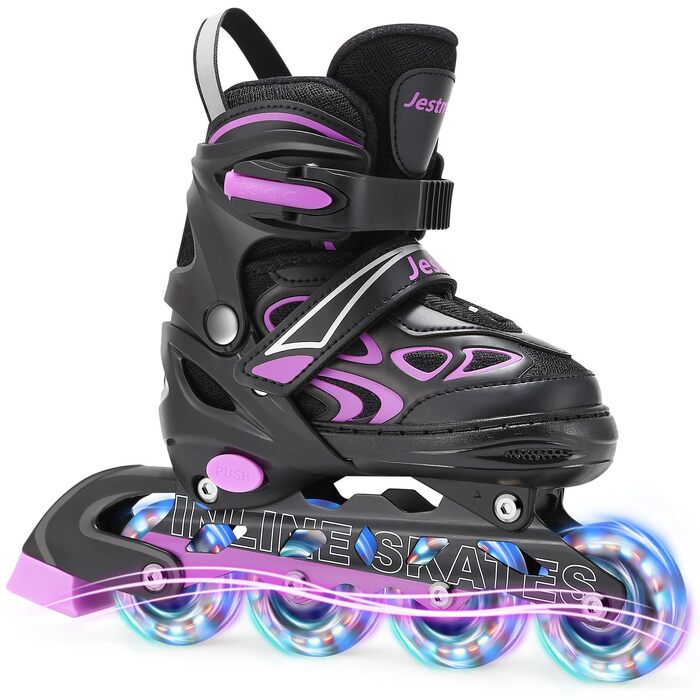 Роликові ковзани дитячі регульовані для дівчаток та хлопчиків, ролики інлайне з світловими колесами, розмір EU 32-36