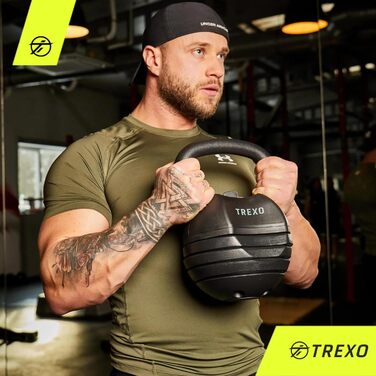 Регульована гиря TREXO з чавуну 4-14 кг, для кросфіту та фітнесу, чорна