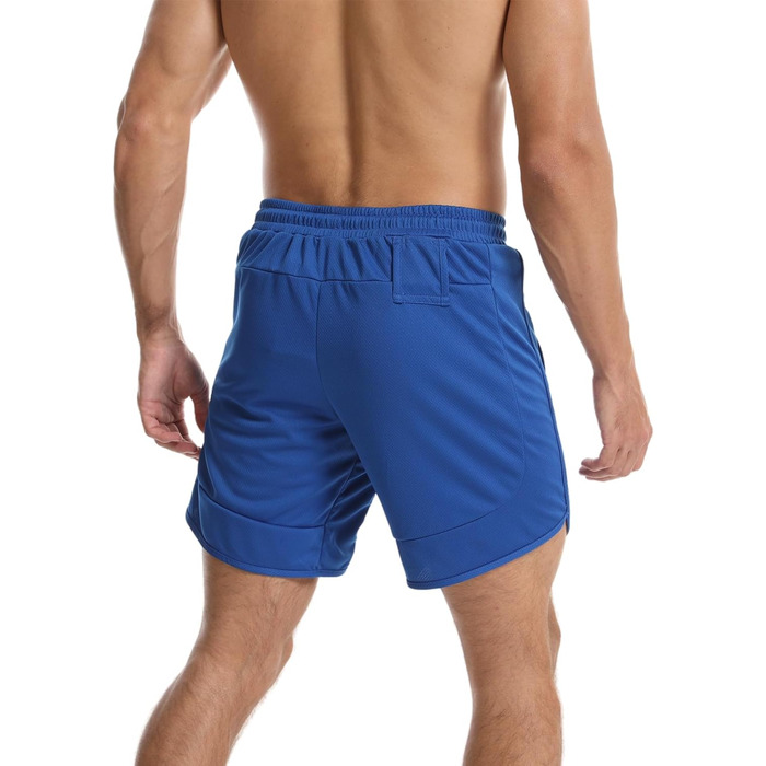 Спортивні шорти для бігу та фітнесу з блискавкою, Navy Blue (синій) з петлею для рушника (L, синій)