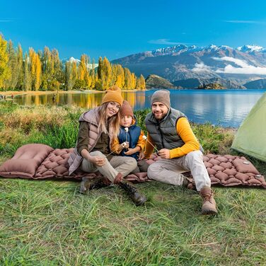 Надувний килимок для кемпінгу YITAHOME з самонадуванням, ультралегкий, з вбудованим насосом та подушкою. Ідеально для відпочинку на природі, подорожей, кемпінгу та піших прогулянок (пустельний жовтий)