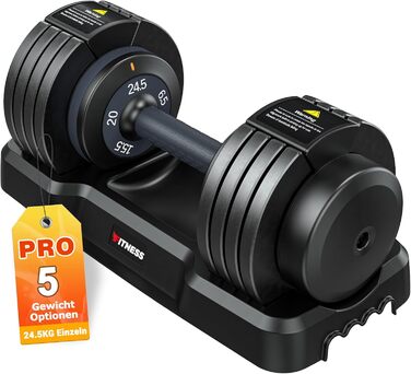 Регульовані гантелі 2x24.5 кг, комплект 2 шт. з антиковзним покриттям для дому