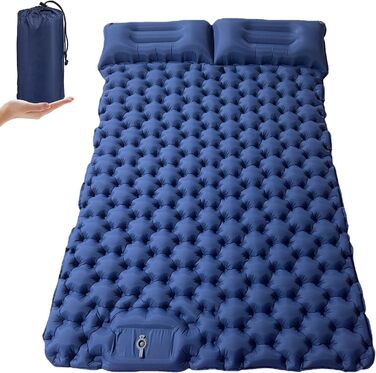 Саморозкладаюча туристична матрац-спальник для кемпінгу та відпочинку на пляжі, з педальною помпою та інтегрованим подушкам, 196x125 см, 2-місна