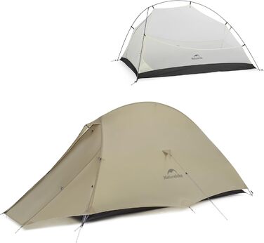 Намет Naturehike Cloud Up Pro для кемпінгу, 1 особа, легкий, водонепроникний, для трекінгу та подорожей (Хакі, 20D)