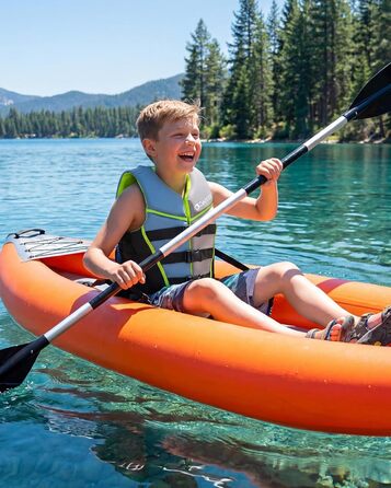 Owntop Світлотехнічна жилетка для плавання, регульована, з трьохточковим ременем безпеки, для дітей та підлітків, жовта (L). Підходить для каякінгу, плавання, риболовлі та снорклінгу.