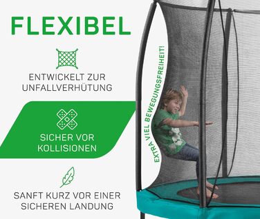 Трамплін Salta Comfort Edition (різні діаметри) – ⌀183/213/251/305/366/396/427cm – Сертифікований TÜV – Кольори: зелений/рожевий – Круглий, для вулиці, з комплектом: мат, сітка, пружини, захисний бордюр