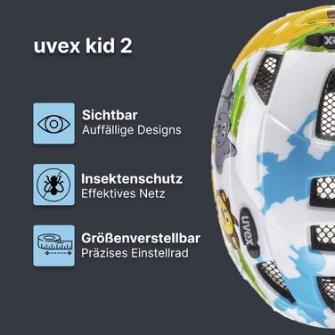 Дитячий велосипедний шолом Uvex Kid 2 cc, легкий, регульований розмір, можливість встановлення LED-світла