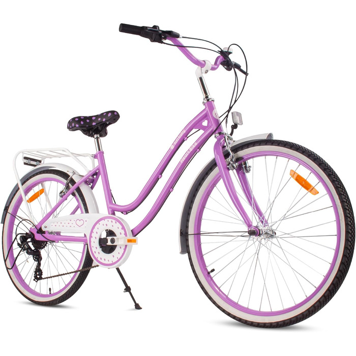 Дівчача дитяча велосипед Sun Baby 20 дюймів, 6 швидкостей Shimano, регульоване сідло, біло-золотий колір (24 дюйми, фіолетовий)