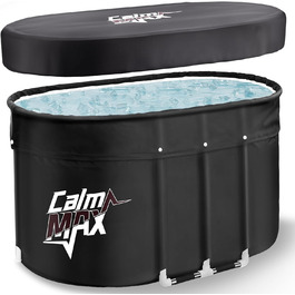 Овальна льодяна ванна CalmMax XL 105 см з кришкою – складана ізольована ванна для холодної терапії, для спортсменів і домашнього використання, чорна