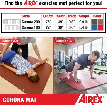 Гімнастичний килимок Airex Corona 200, синій, для йоги та фітнесу