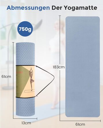 Килимок для йоги та фітнесу Narwhal: протиковзкий екологічний TPE мат для пілатесу та тренувань з ременем для перенесення