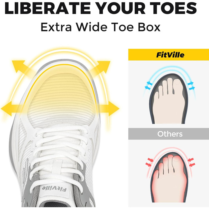 Тенісні кросівки FitVille для чоловіків, широкі, з антиковзким покриттям, для залу, бадмінтону, фітнесу, бігу (42 EU, білі з сірим)